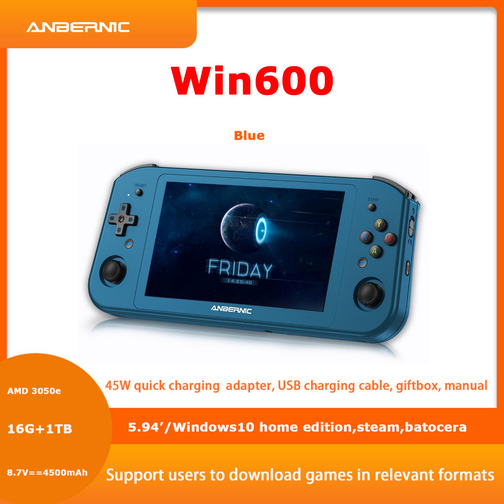 Anbernic WIN600 เครื่องเล่นเกม หน้าจอขนาดใหญ่ 1TB+16GB รองรับ SteamOS WIN11 Batocera 5.94 PC XBOX36