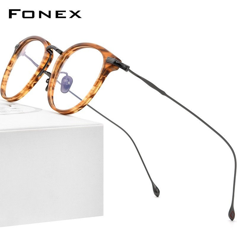 Fonex Acetate แว่นตากันแดดกรอบไทเทเนียม 2021 สไตล์วินเทจเกาหลีญี่ปุ่นสําหรับผู้หญิงและผู้ชาย