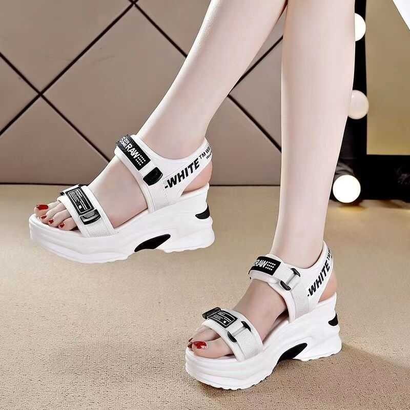 ❤ Platform Sneakers For Women 2023 New Summer Versatile Slope Heel Elevated Women's Shoes Sandals