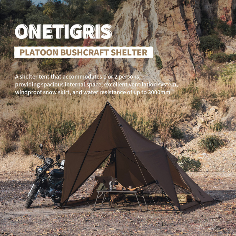 OneTigris PLATOON Camping Tents Shelter With Tent Poles 3000mm Waterproof Rated Outdoor Bushcrafting Backpacking Travel