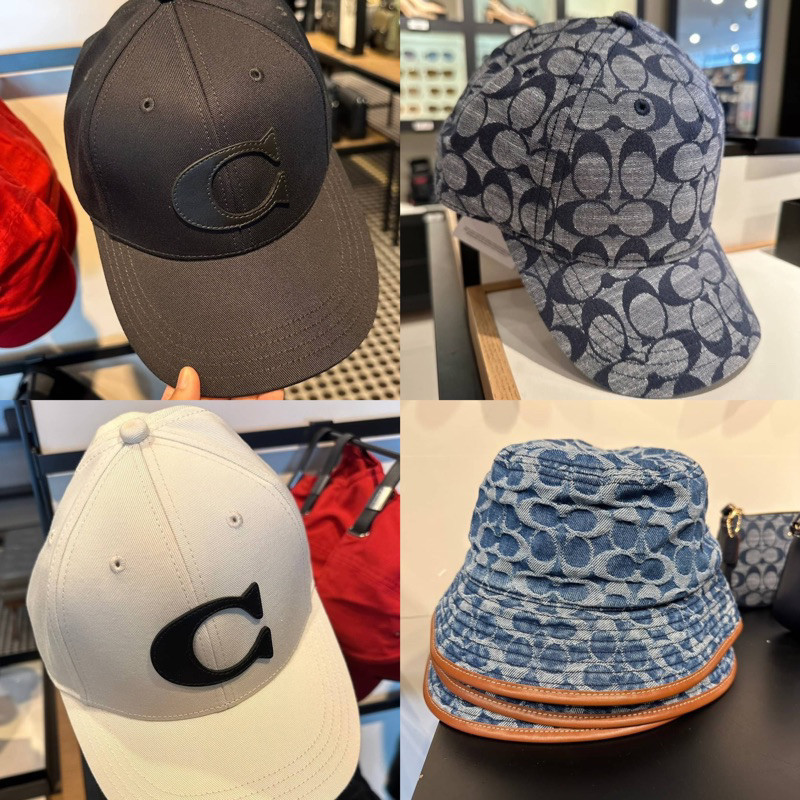 ♞,♘,♙COACH หมวก Signature Chambray Flat Brim Hat มี2สีให้เลือก KDb