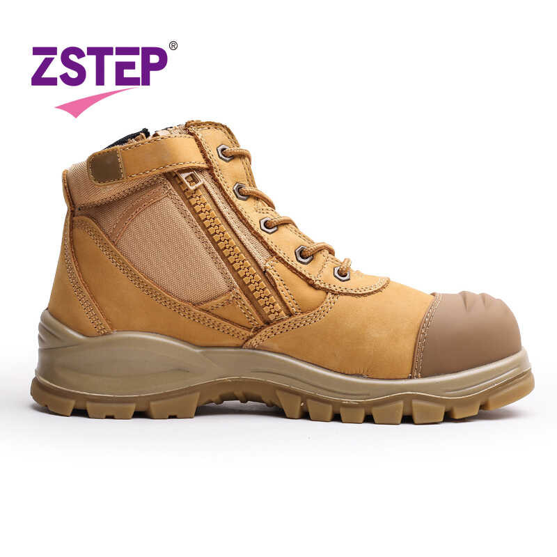 ❤ (Zstep) Men's With Steel Wheat Color Yellow Cattle Head Layer 1.8Mm Thick Leather Toe Cap Pr