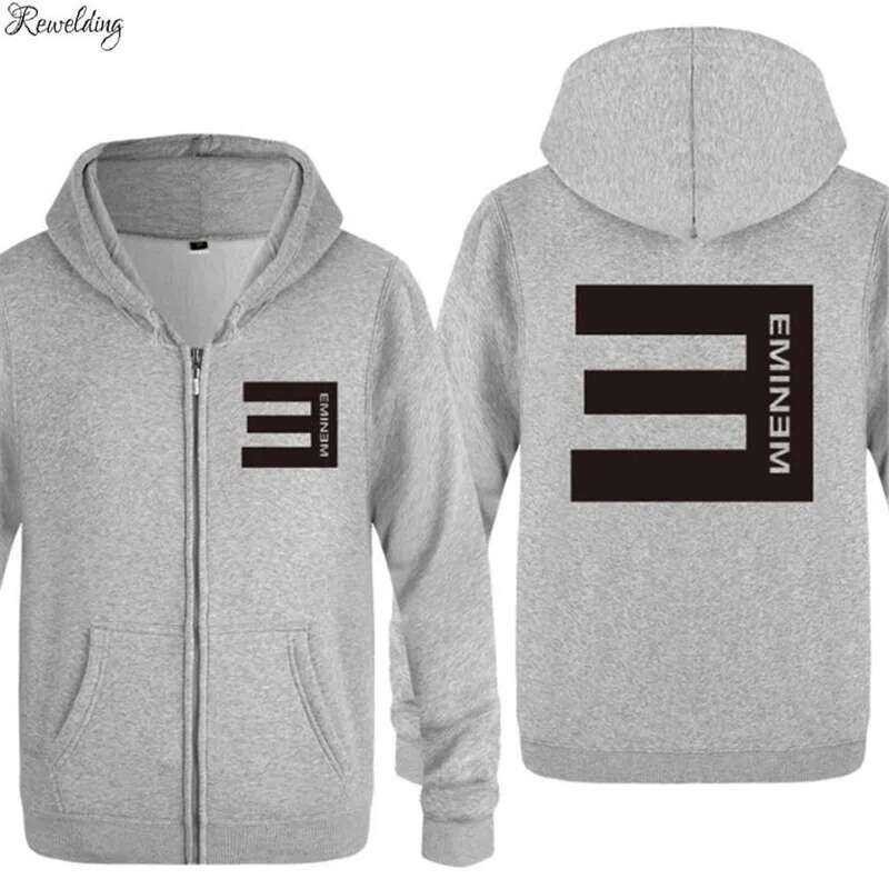 ❤️ Mens Hoodies Rock Rap นักร้อง Eminem พิมพ์ Hoodie ผู้ชาย Hip Hop ขนแกะเสื้อแขนยาวฤดูหนาวสเก็