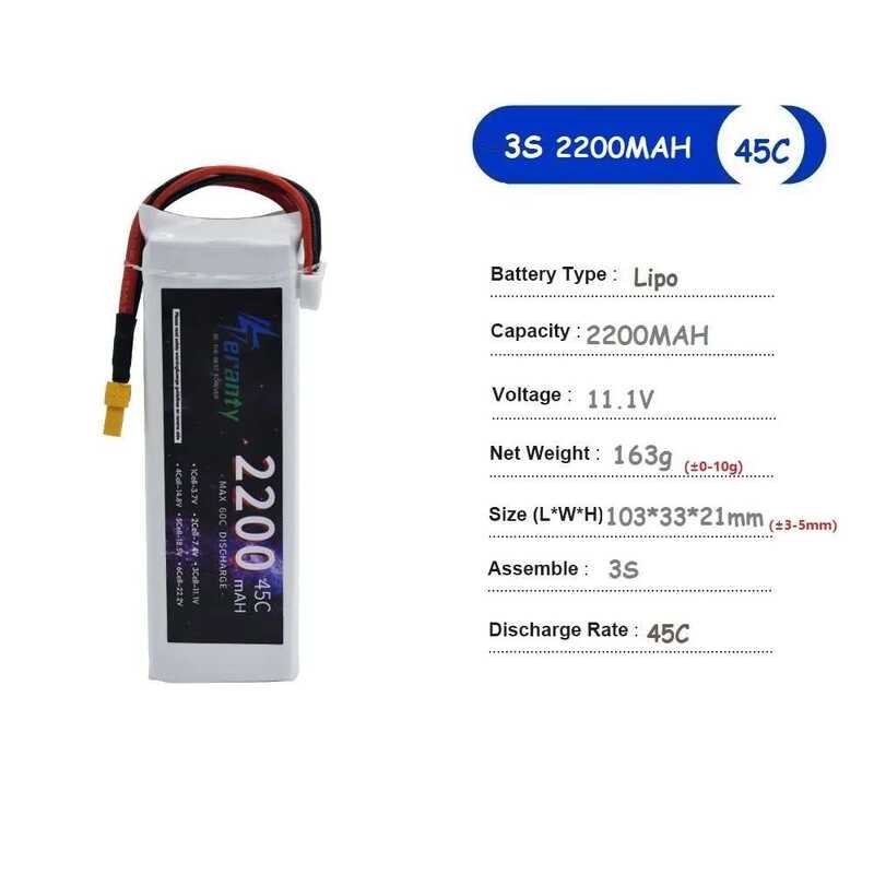 ❥ 2Pcs 3S 2200Mah 11.1V 2600Mah Lipo แบตเตอรี่ 3000Mah 3300Mah 45C/60C สําหรับ RC FPV  4Wd