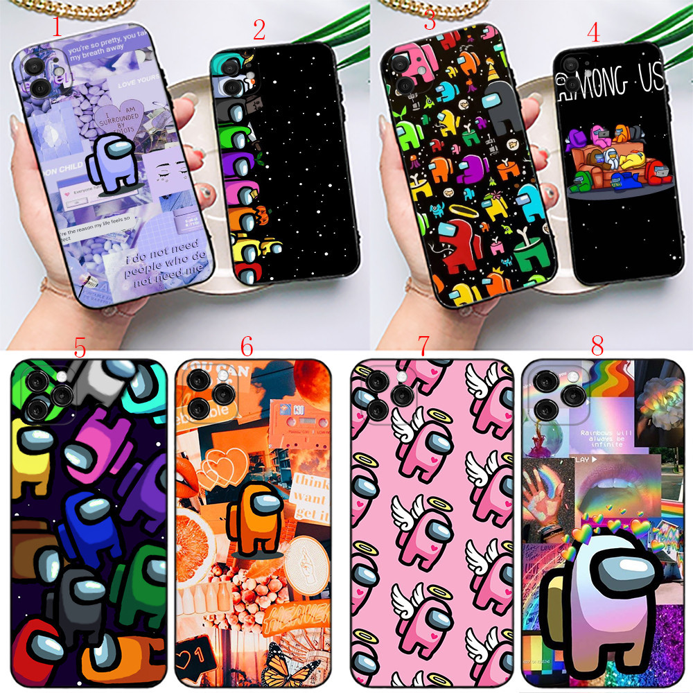 IPhone X XS 5 5s 6 6s Pplus 7 8 7 Plus 8 Plus SE 2016 Y1 Among us Anime Soft เคสโทรศัพท์สีดํา