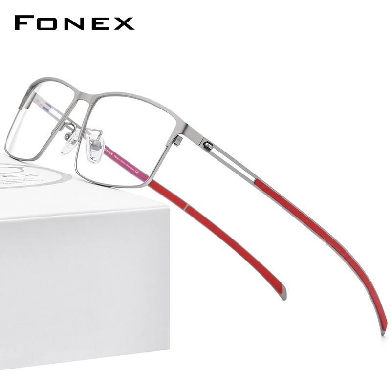 Fonex กรอบแว่นตาไทเทเนียมอัลลอย 2021 ทรงสี่เหลี่ยมสไตล์เกาหลีสําหรับผู้ชาย