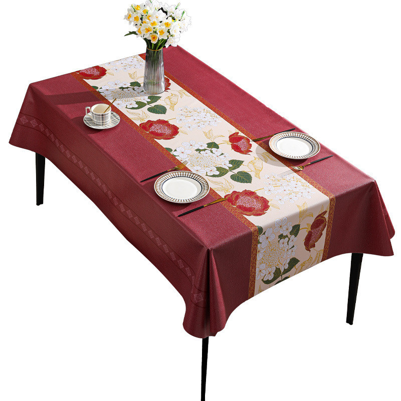 Benzhi เทศกาลผ้าปูโต๊ะสีแดงกันน้ำและน้ำมันผ้าปูโต๊ะแบบใช้แล้วทิ้งผ้าปูโต๊ะปีใหม่ผ้าปูโต๊ะกาแฟผ้าปูโ