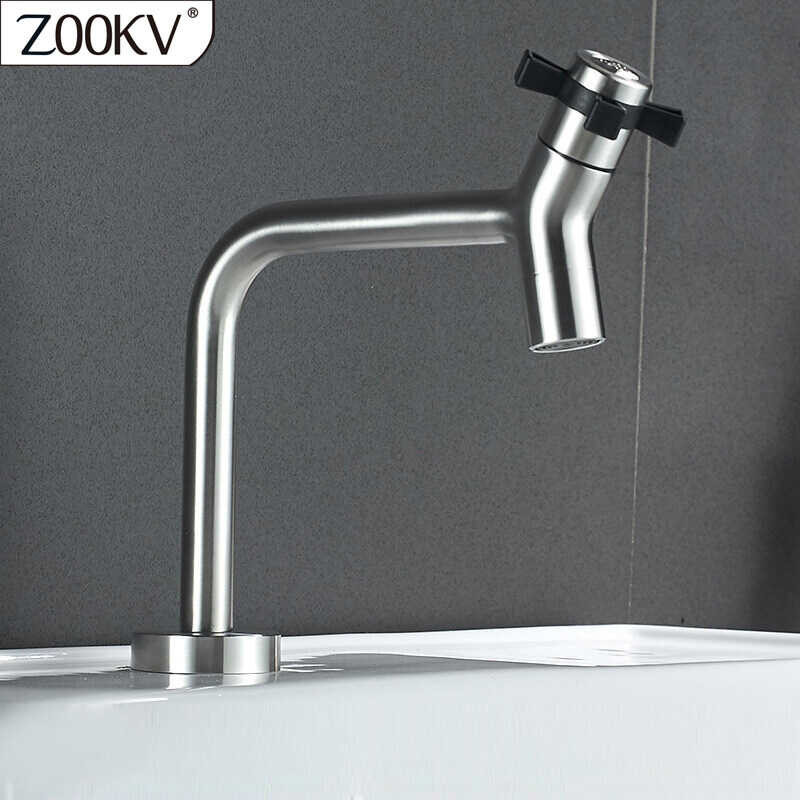 SUS 304 ZOOKV Stainless Steel Bathroom Kitchen/Balcony Faucet Single Cold Basin Water Tap 903