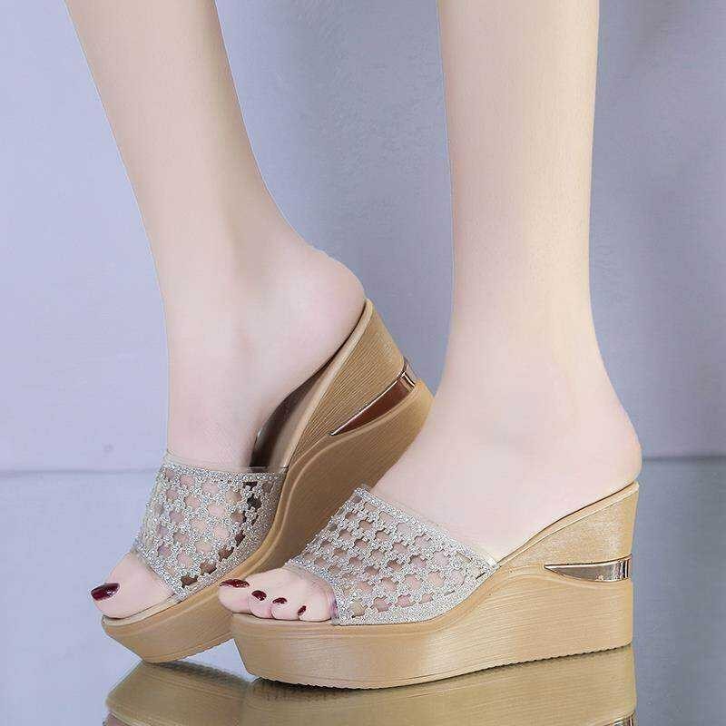 ZAZA Platform Sandals Women's Wedge Heel Slippers Summer Non-Lip Soft Beach Shoes For Women