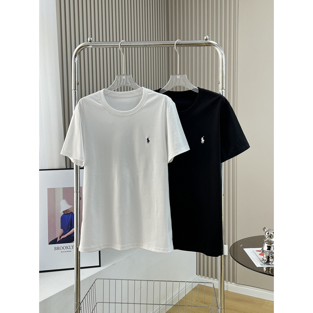 LI9N Ralph-Laur#n Summer Horse Logo Embroidered Crew Neck MenTT-shirt Short Sleeve Top