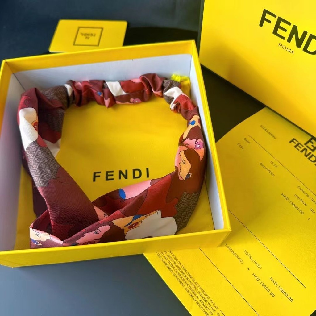 Fendi ที่คาดผม Fendi ยุโรปและอเมริกาอินเทอร์เน็ตคนดังสไตล์ร้อน 2023 ฤดูร้อนใหม่ Headwear High-end หร