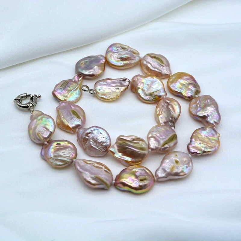 Natural Freshwater Dark Purple Baroque Water Drop Pearl Beaded Wedding Necklace Anniversary Gift