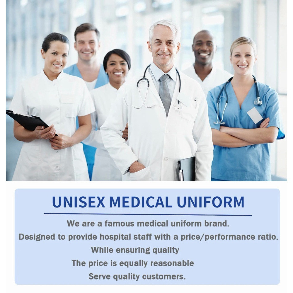 2025 สินค้าใหม่ NiaaHinn ผู้ชายผู้หญิง Unisex ยืด Anti-Wrinkle Breathable Matte ชุด, Matching Overalls White Doctor ชุดพยาบาล [แขนสั้นคอวีด้านบน + กางเกงทรงตรง] - รูปที่ 6