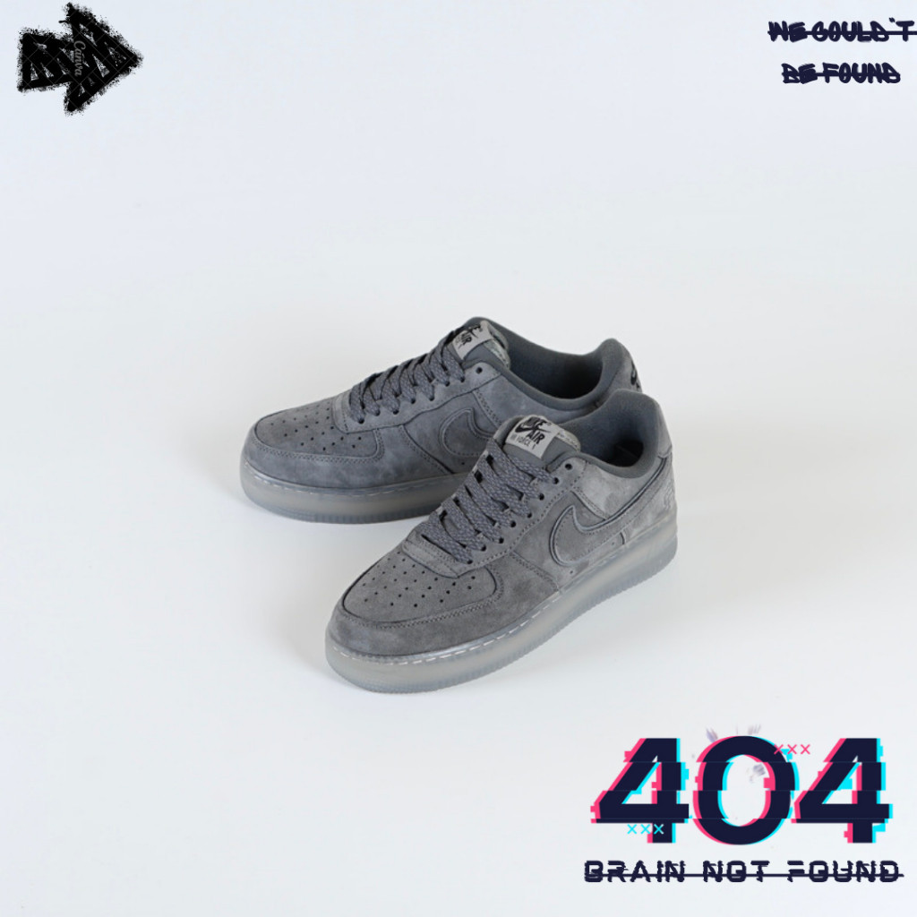 ♞,♘,♙Nike Air Force Low 1 ผ้าใบสีเทาสะท้อนแสง รองเท้า free shipping