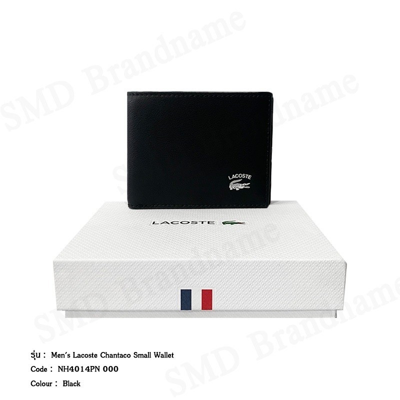 ♞Lacoste กระเป๋าสตางค์ รุ่น Men's Lacoste Interior Card Slot Foldable Wallet Code: NH4014PN 000