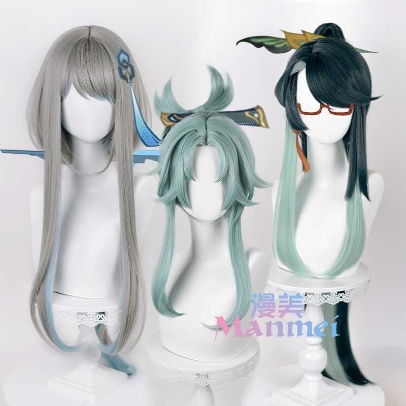 ➧ Manmei Genshin Impact Guizhong Madame Ping Cloud Rener Cosplay Wig Heat Resistant Synthetic Hai