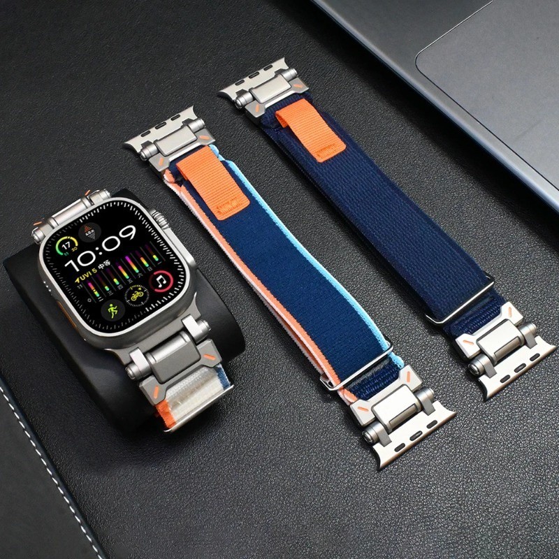สายนาฬิกาข้อมือไนล่อนไทเทเนียม สําหรับ Iwatch Ultra2 49 มม. 45 มม. 44 มม. 42 มม. Iwatch Series 9 8