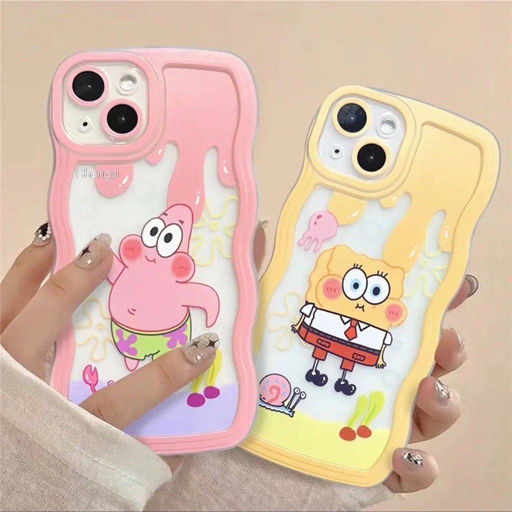 ปลอก Samsung On7 2016 J730 J7 J4 J2 Prime J6 J4 Plus 2019 J3 J5 2015 J2 J5 J7 Pro ครีมภาพเคลื่อนไหว Spongebob Wave Edge Soft TPU เคสโทรศัพท์