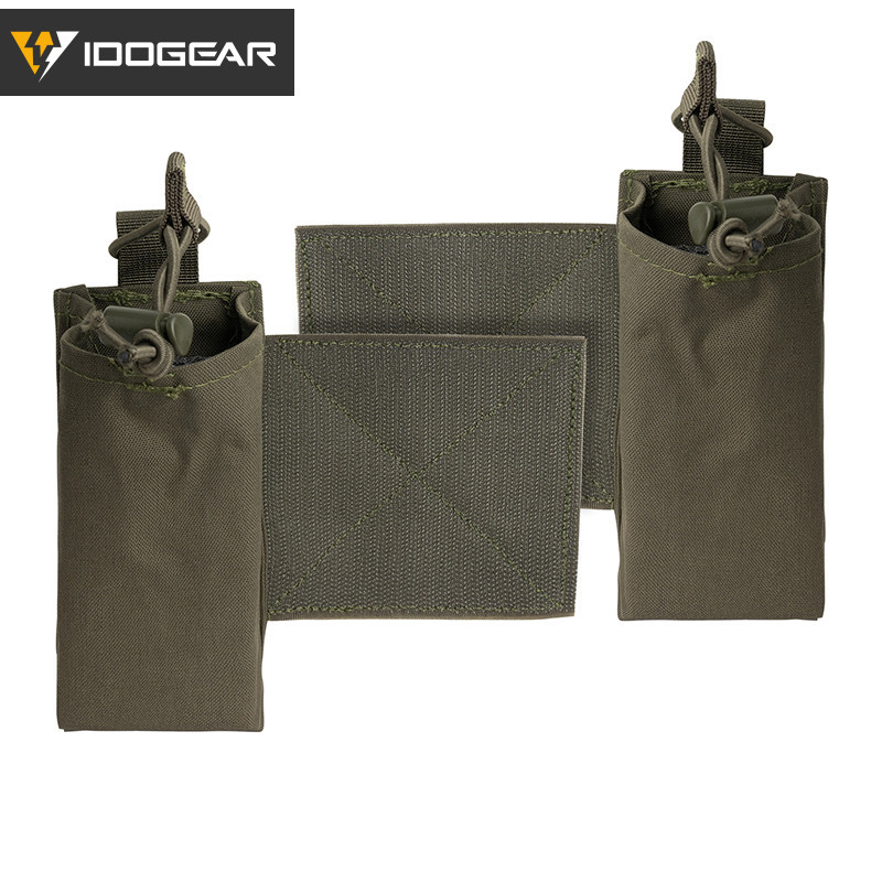 Idogear Tactic กระเป๋าวิทยุ Expander Wings Walkie Talkie ผู้ถือคู่ Hook & Loop วิทยุสําหรับ Tactic Chest Rig 3317-D
