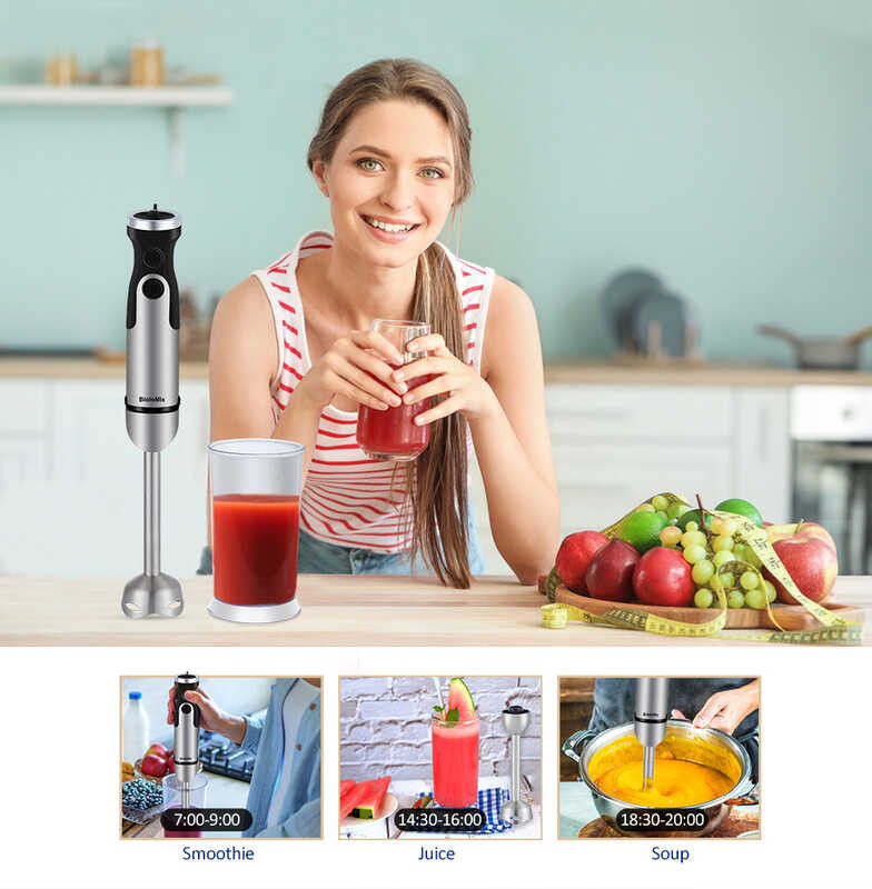 1200W 4-in-1 BioloMix Immersion Hand Stick Blender Mixer Vegetable Meat Grinder 800ml Chopper Whisk