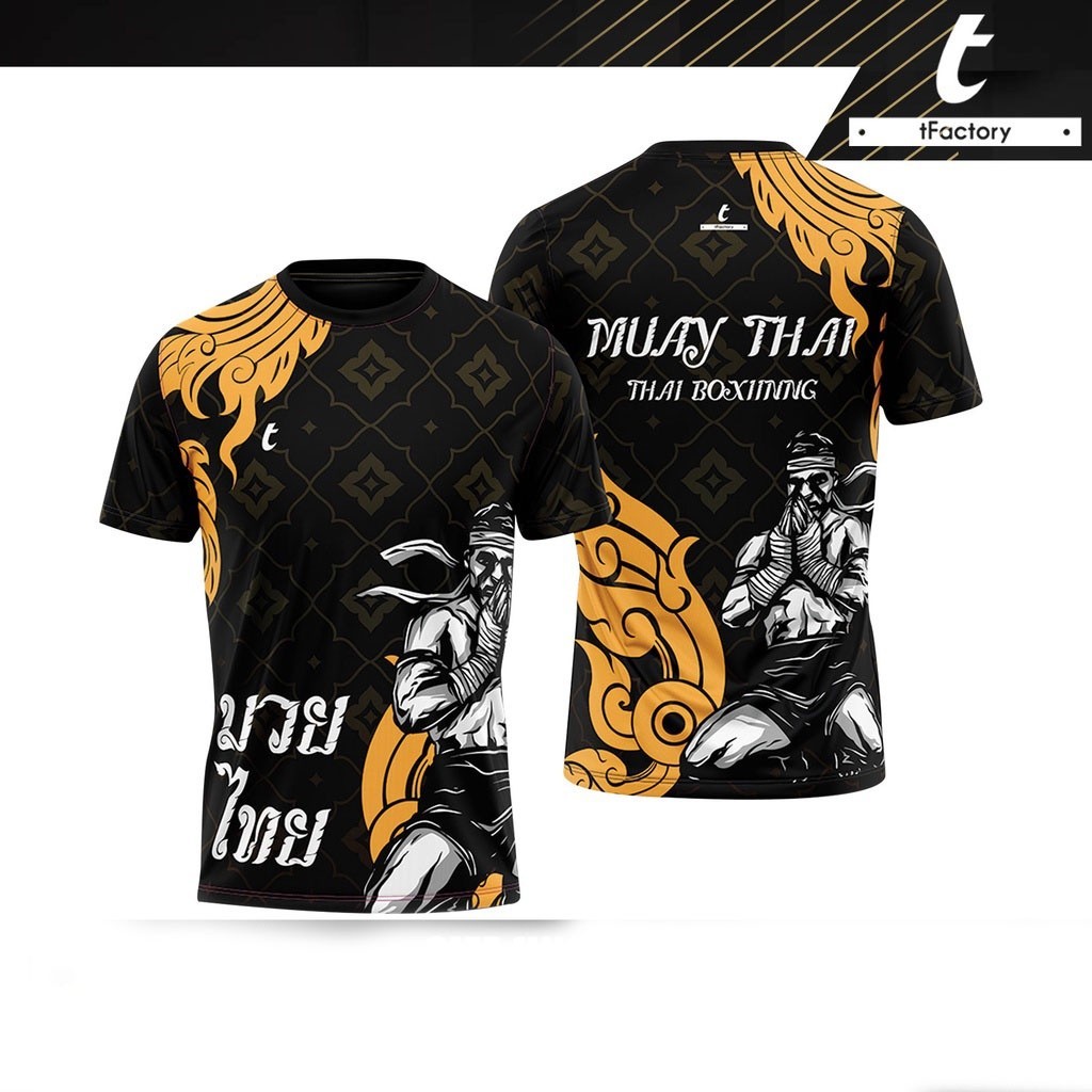 [พร้อม-คลังสินค้า] เสื้อกีฬามวยไทย แขนสั้น ผ้าลื่น ความร้อนฟรี ระบายอากาศ พิมพ์ลาย