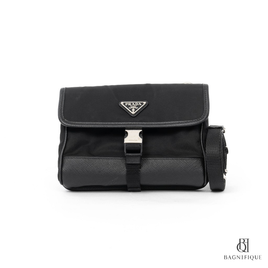 P R A D A MESSENGER 2ZH108 BLACK NYLON SHW