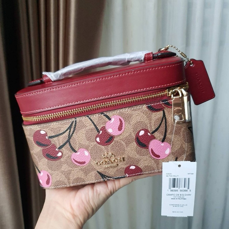 ♞(สด-ผ่อน) CZ025 Cosmetic Case In Signature With Cherry Print 2025