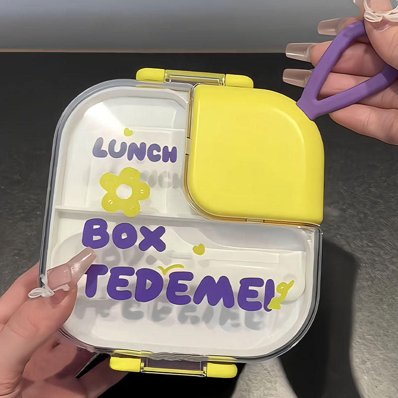 ♞Insulated Lunch Box Bento Box Double-layer Office Worker Lunch Box Divided Into Lattice With Lid F