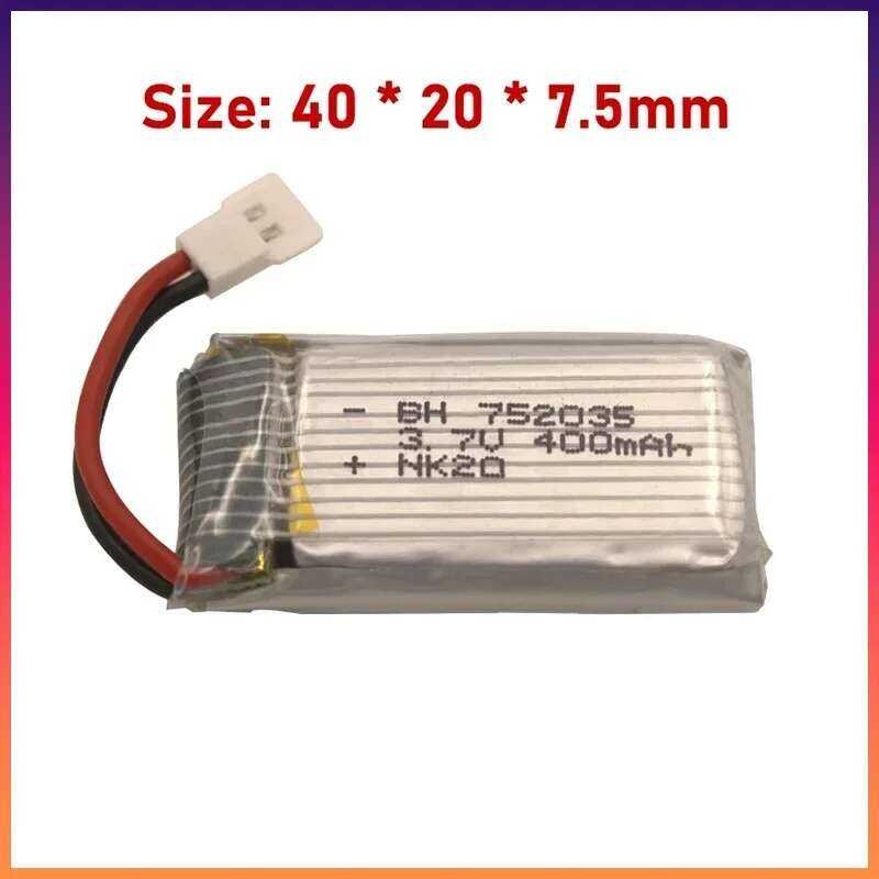 ❤️ แบตเตอรี่ Lipo ขนาด3.7V 400Mah 752035แบตเตอรี่และที่ชาร์จสำหรับฮับซาน X4 H107 H107l H107d Jd