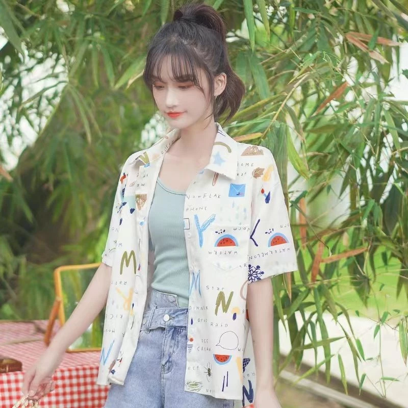 เสื้อฮาวายลายดอกไม้แขนสั้น สไตล์ฮ่องกง