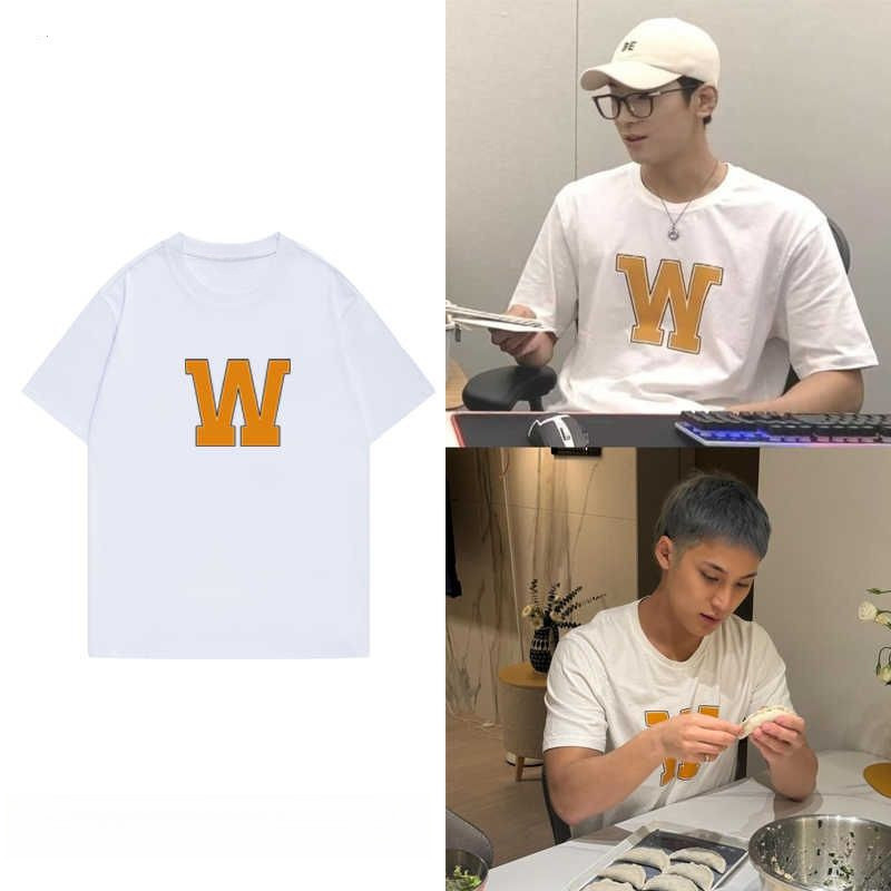 SEVENTEEN Full Circle Youjin Minkui Same Style W Letter Short Sleeved T-Shirt 2025 ใหม่ Base Top Acf