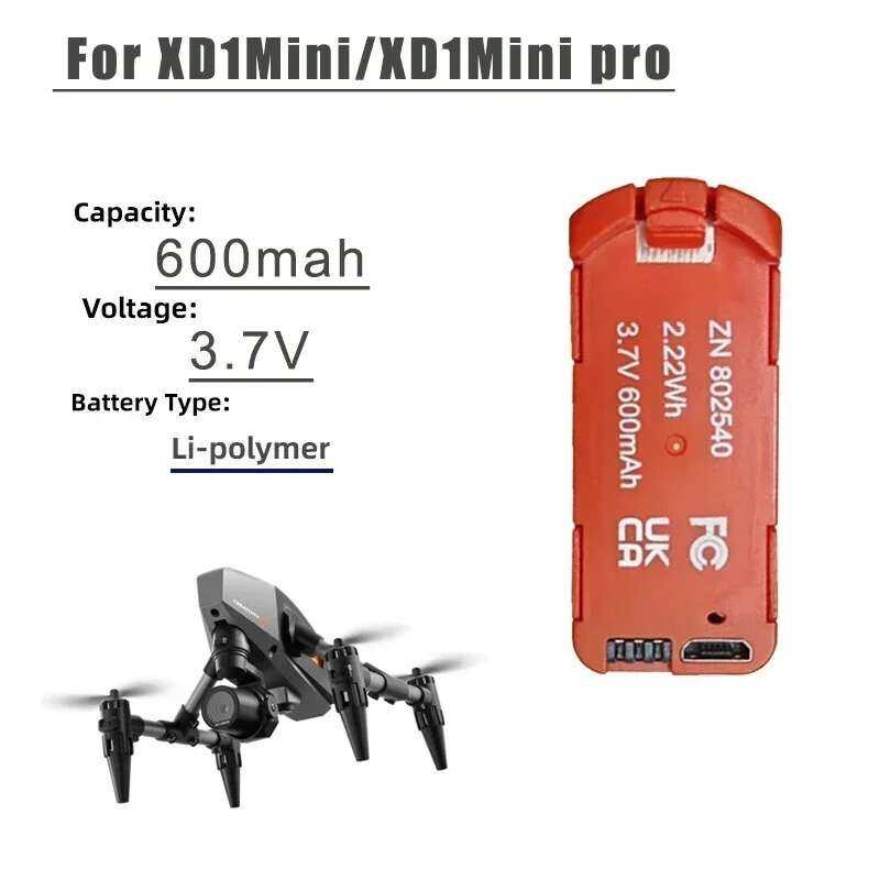 ❥ Drone แบตเตอรี่สําหรับ Mini 3.7V 600Mah Pro แบตเตอรี่ชาร์จ Xd1 Li-Po แบตเตอรี่ Quadcopter อุป