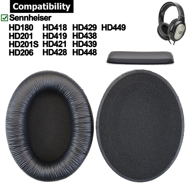 แผ่นฟองน้ําครอบหูฟัง สําหรับ Sennheiser HD180 HD201 HD201S HD206 HD418 HD419 HD421 HD428 HD429 HD438