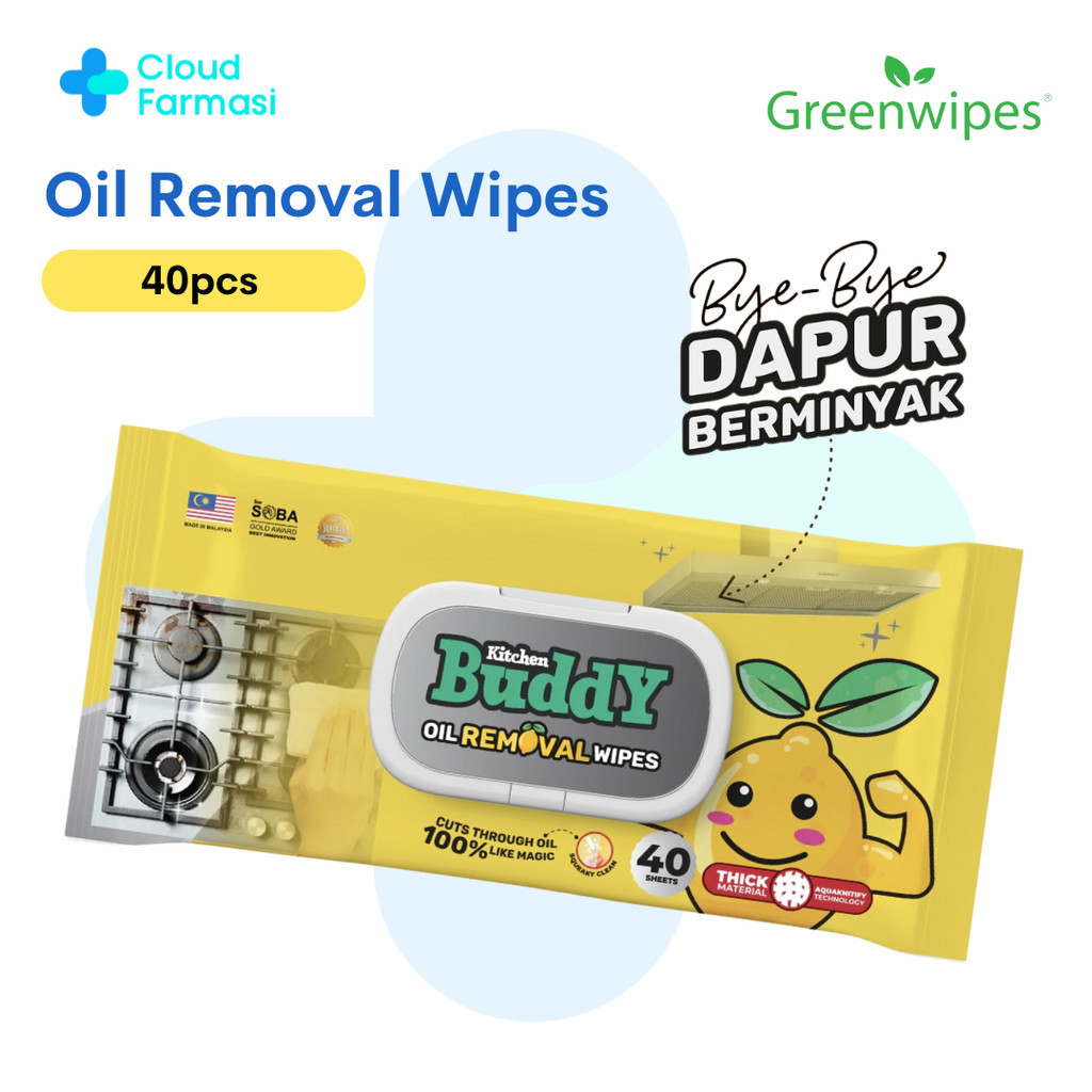 [Cloud Farmasi] GREENWIPES Kitchen Buddy Oil Removal Wipes, 40