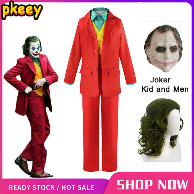 The Joker Cosplay Costume Vest Pants Shirt Suit For Kids Men Halloween Party Cosplay Performance Co