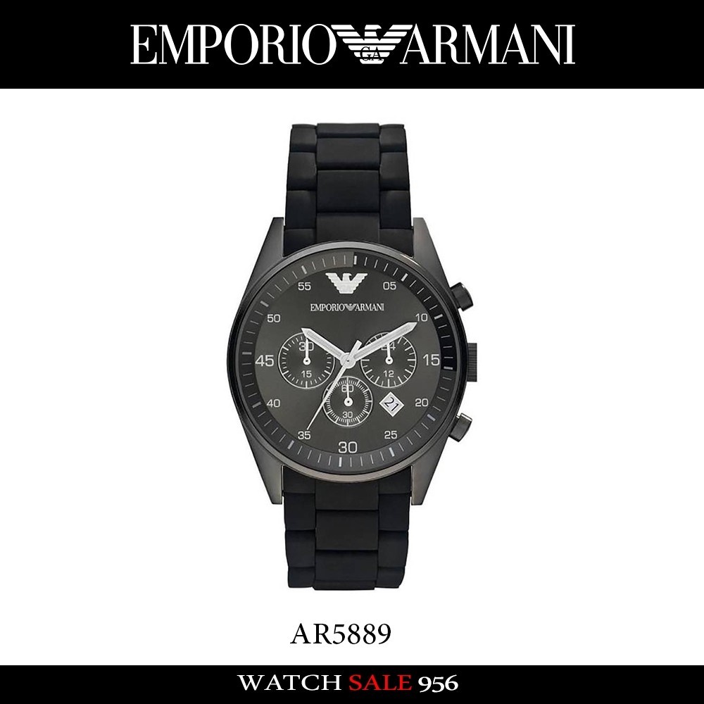 ♞,♘Emporio Armani Classic Men's Black Sportivo นาฬิกาข้อมือผู้ชาย รุ่น AR5889 KDI
