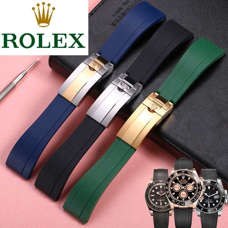 สายนาฬิกา Rolex Rubber Mens Yacht Master Daytona Black Green Submariner GMT Master Log Silicone