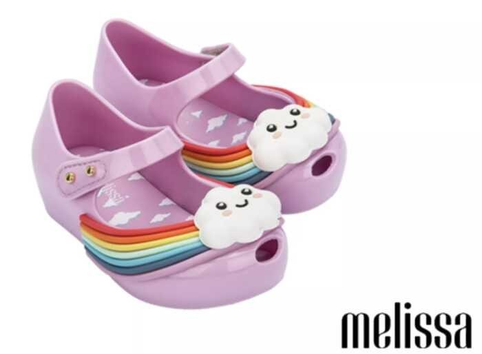 ♎ 【ขายดี】Melissa Jelly Rainbow Girls Sandals Kids Fish Mouth Shoes