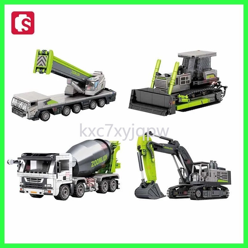 SEMBOก่อสร้างวิศวกรรมยานพาหนะAssemblage Building Blocks MOC Excavator Craneรถบรรทุกรุ่นเด็กของเล่นเ