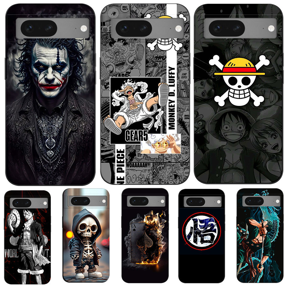 สําหรับ Google Pixel 7 สําหรับ Google Pixel 7 Pro Soft Case สีดํา tpu case หมวกฟางลูฟี่