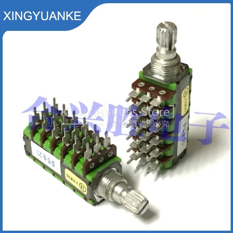 1 ชิ้น/ล็อต A10K Precision Potentiometer 6 Link 18Pin A10K * 6 5.1 เครื่องขยายเสียงปริมาณ Potentiome