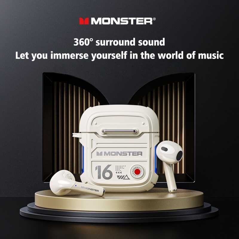 Monster Xkt16 Bluetooth 5.3 Earphones Mechanical Design Wireless Headphones Game Headset TWS Noise