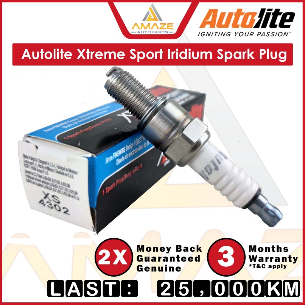 หัวเทียน Autolite Xtreme Sport Iridium Enhanced (XS4302) การบีบอัดสูง (CR9EIA-9, CR9EIX, IMR9C-9HES)