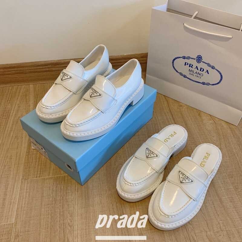 7 ➮Prdaรองเท้าโลฟเฟอร์หนังวัวแท้ส้นเตี้ยยางเกรดaแฟชั่