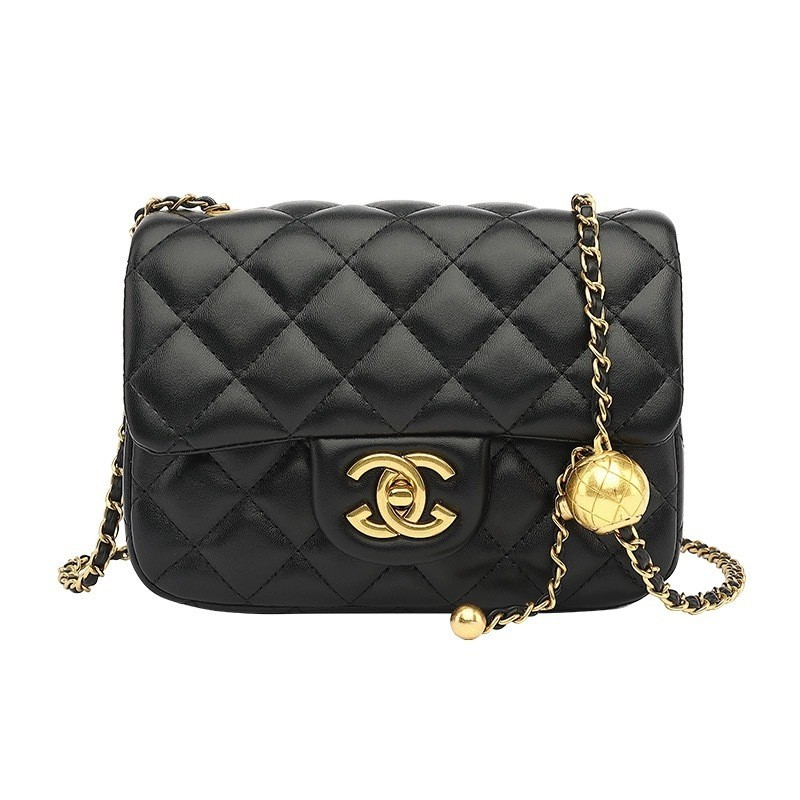 ♞,♘,♙Chanel small golden ball new  wind Ringer chain bag leather shoulder crossbody bag square fat