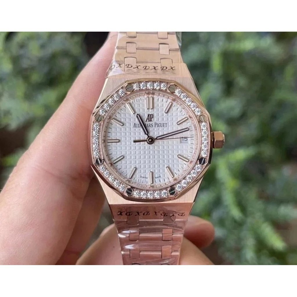 8f BF สินค้าใหม่ Aibi 77351 Royal Oak Series นาฬิกาข้อมือกลไกอัตโนมัติ AP เส้นผ่าศูนย์กลาง 34 มม. 9