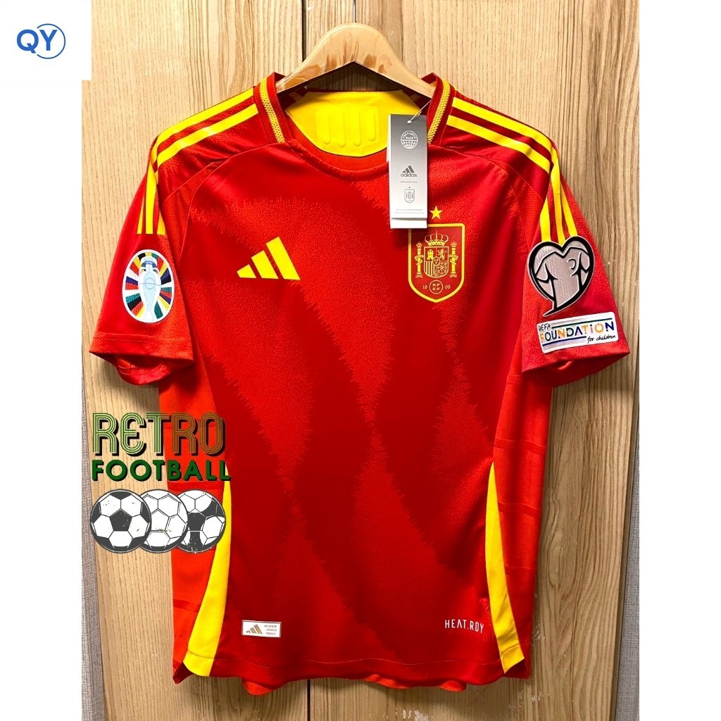 QY เสื้อฟุตบอลทีมชาติ สเปน Home เหย้า ยูโร 2024 [ PLAYER ] เกรดนักเตะ เสื้อเปล่าพร้อมอาร์มยูโร กล้ารับประกันคุณถาพสินค้า