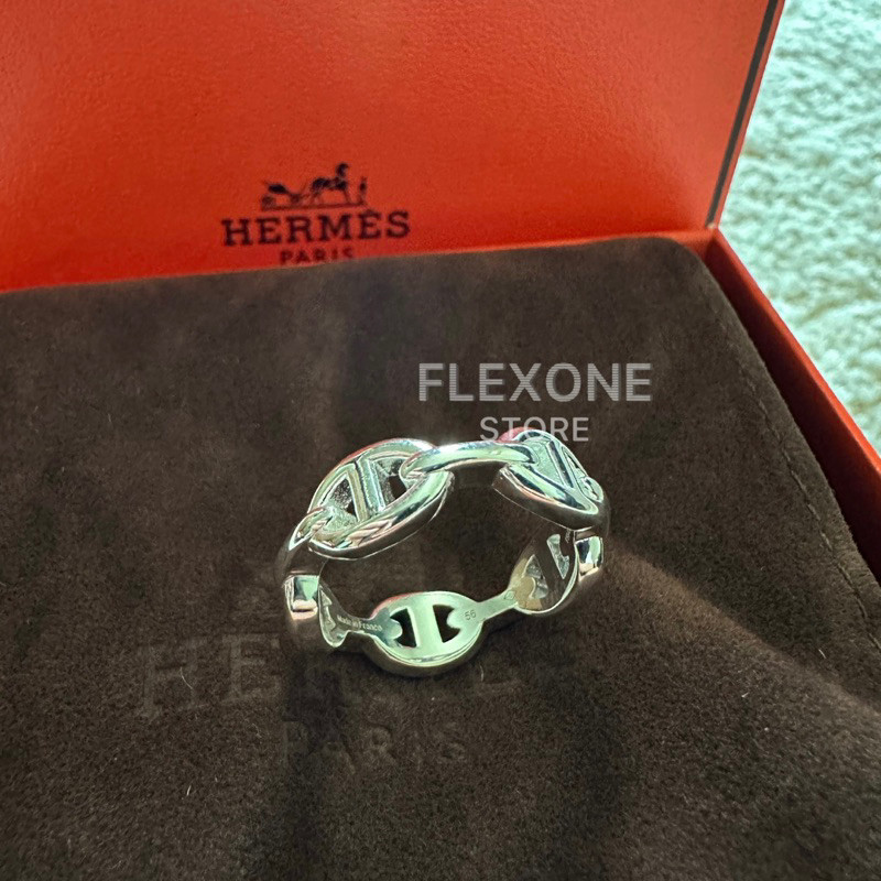 ♞แหวน Hermes Chaine d'ancre Enchainee ring เงินแท้