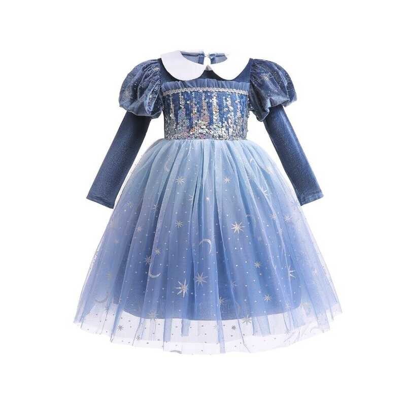 ❤ ZZOOI Winter Dress For Girl Frozen 2 Elsa And Anna Cosplay Costume Warm Veet Princess Outfits B