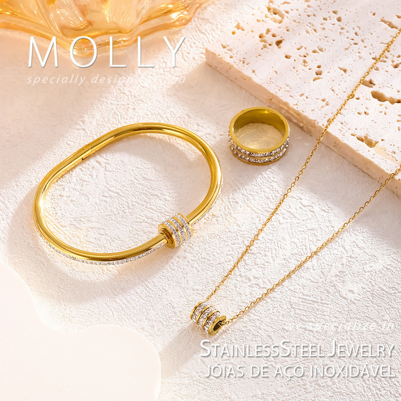 สแตนเลส Zirconia คอลัมน์สร้อยคอผู้หญิง Non Fade Gold Plated Hypoallergenic Non Tarnish แฟชั่นเครื่องประดับ